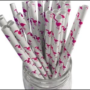 Flamingo Foil Paper Straws